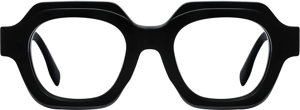 Amandla geometric optical frame in glossy black — front view