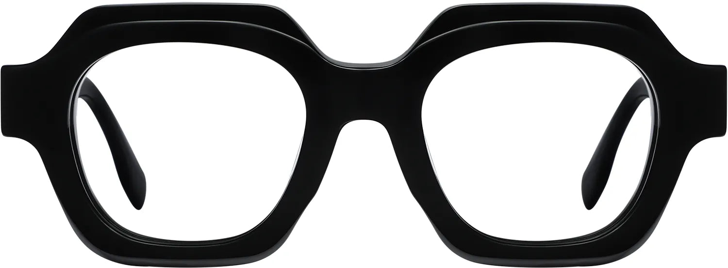 Amandla geometric optical frame in glossy black — front view