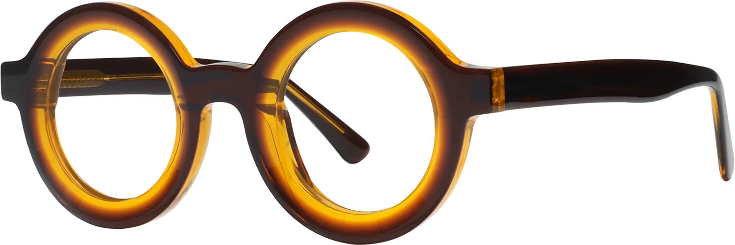 AMBÉRÉE side angle view — amber tortoiseshell round frames by J FRED LUXE