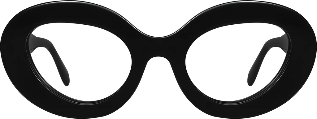 Obsidian oversized geometric optical frame in gloss black acetate — front view