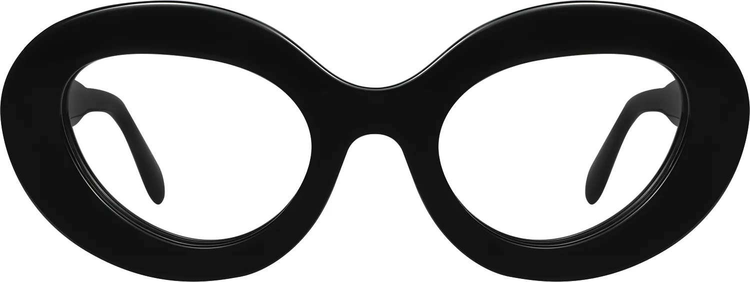 Obsidian oversized geometric optical frame in gloss black acetate — front view