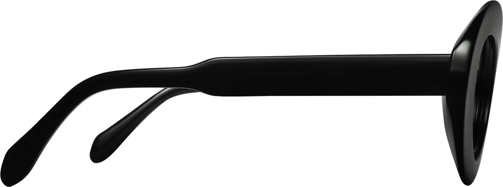 Obsidian oversized geometric optical frame in gloss black acetate — side profile view