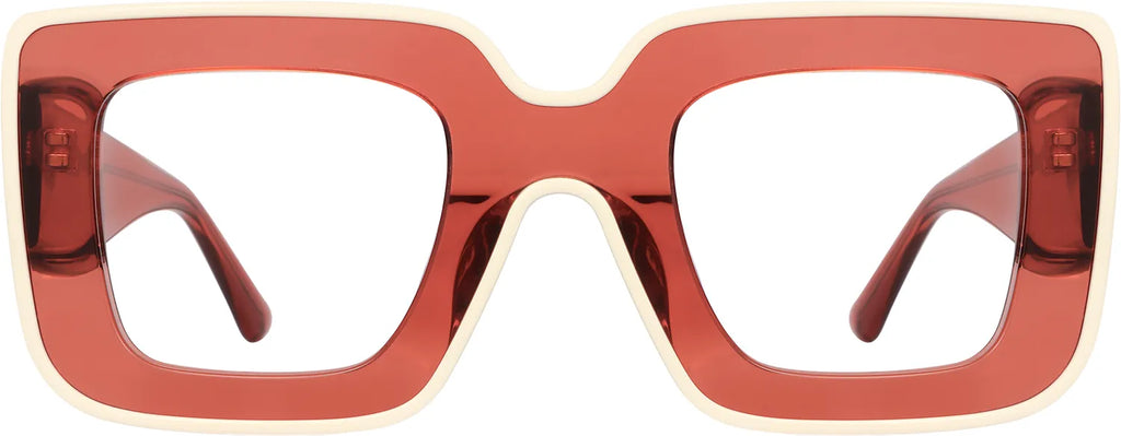 Elephant Sunset oversized square frames in translucent coral and ivory by J Fred Luxe