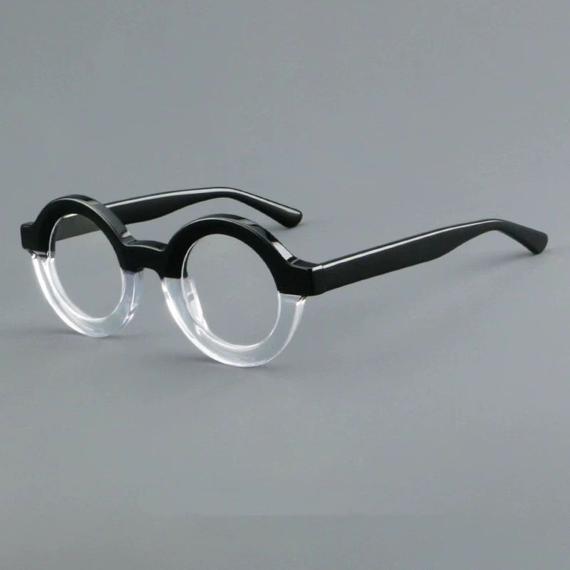 Mhlekazi round black and crystal acetate frames — J Fred Luxe