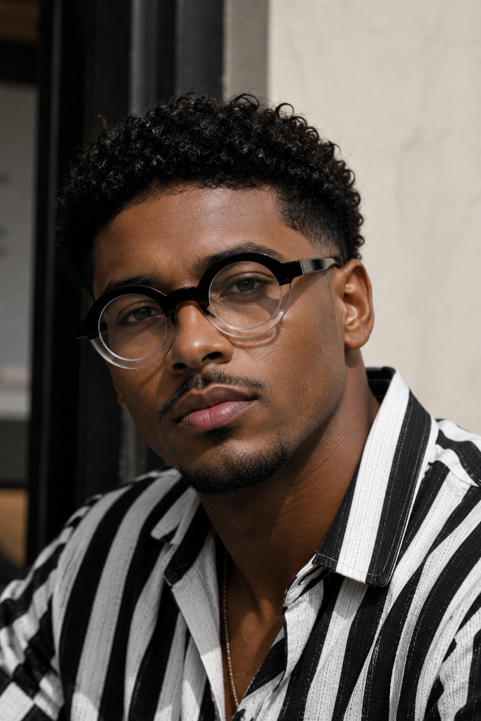 Mhlekazi frames worn by model — J Fred Luxe