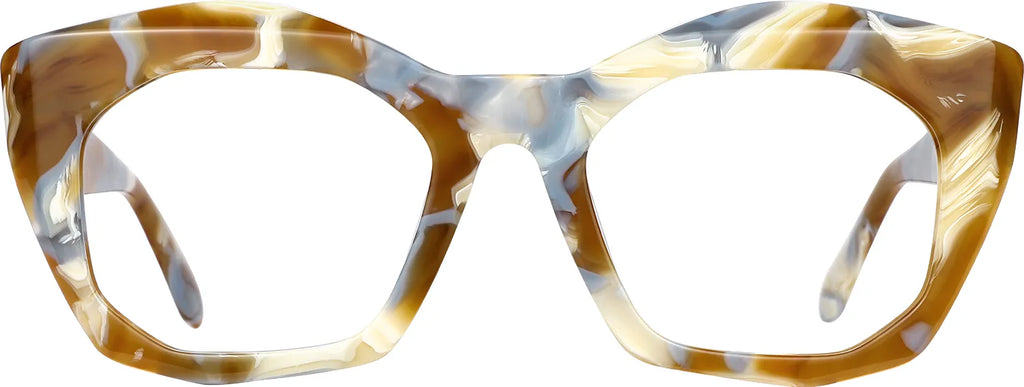 Zuurberg geometric optical frame in warm marble multi-colour acetate — front view