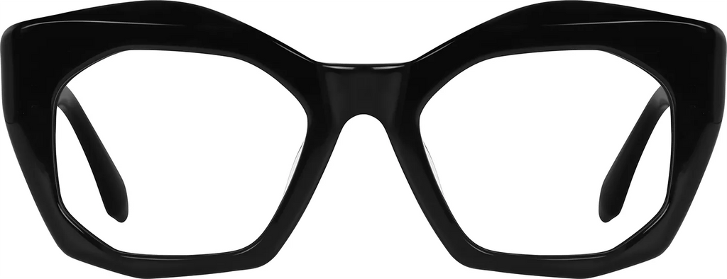Zuurberg geometric optical frame in glossy black acetate — front view