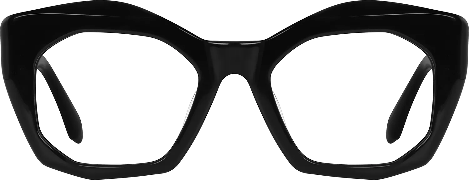 Zuurberg geometric optical frame in glossy black acetate — front view