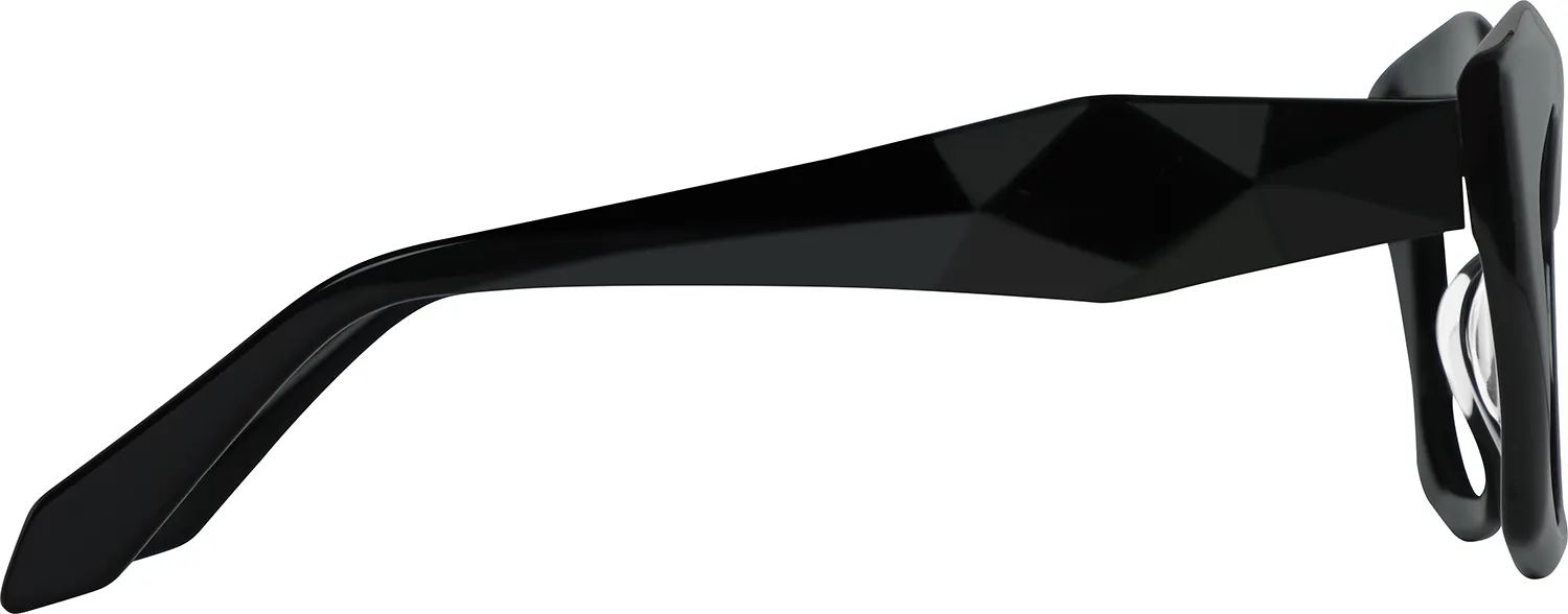 Zuurberg geometric optical frame — side view showcasing diamond-faceted temple texture