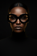 Obsidian oversized geometric optical frame — J FRED LUXE editorial hero shot